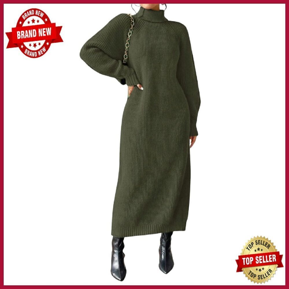 Oversized Chunky Knit Maxi Sweater Dress Winter Warm Pullover